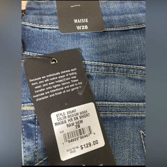 True Religion Maisie Hi-rise Denim Shorts Raw Hem Medium Wash Size 28 - Picture 9 of 12